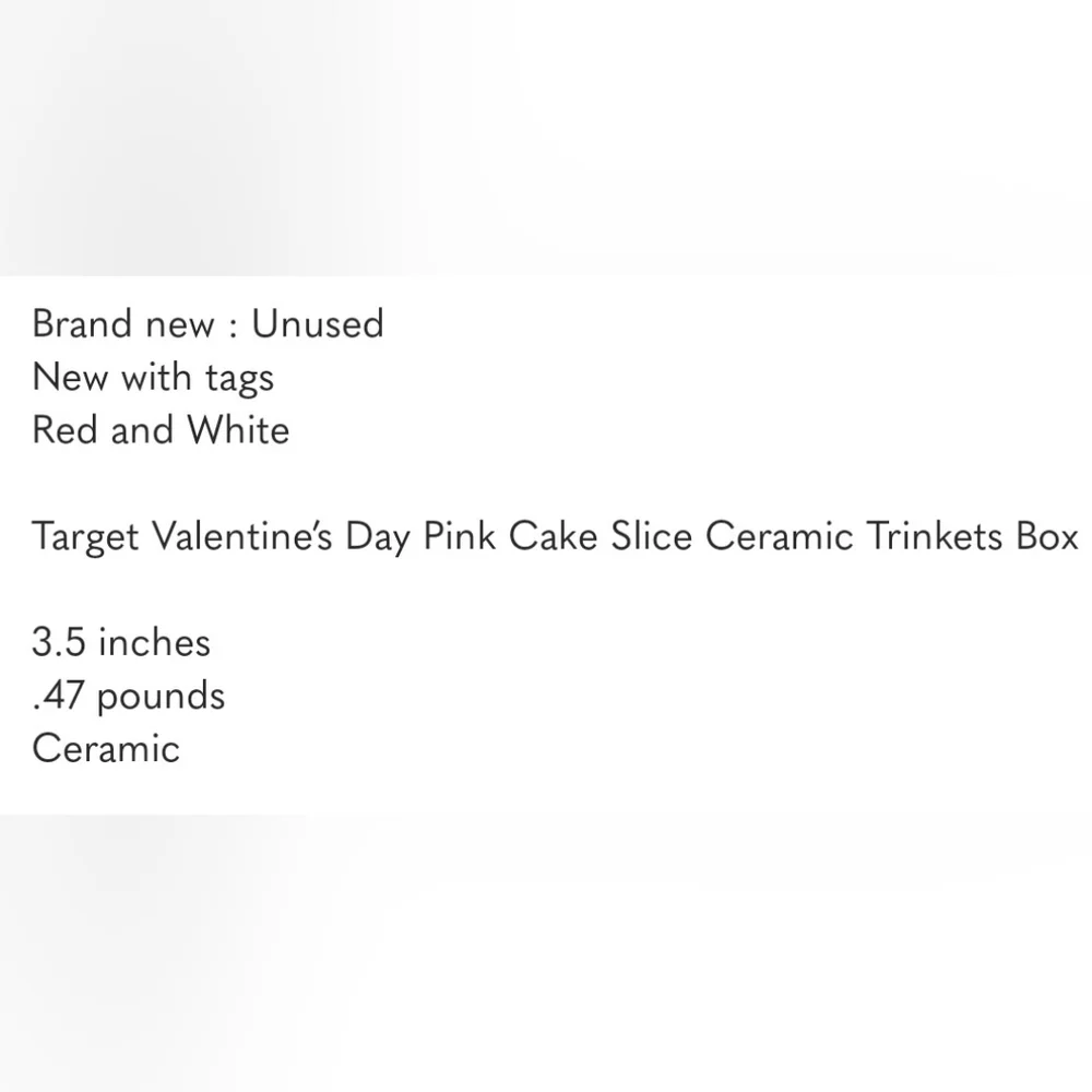 Target Valentine’s Day Pink Cake Slice Ceramic Trinkets Box